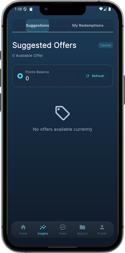 Omica reports and behavior tracking screen